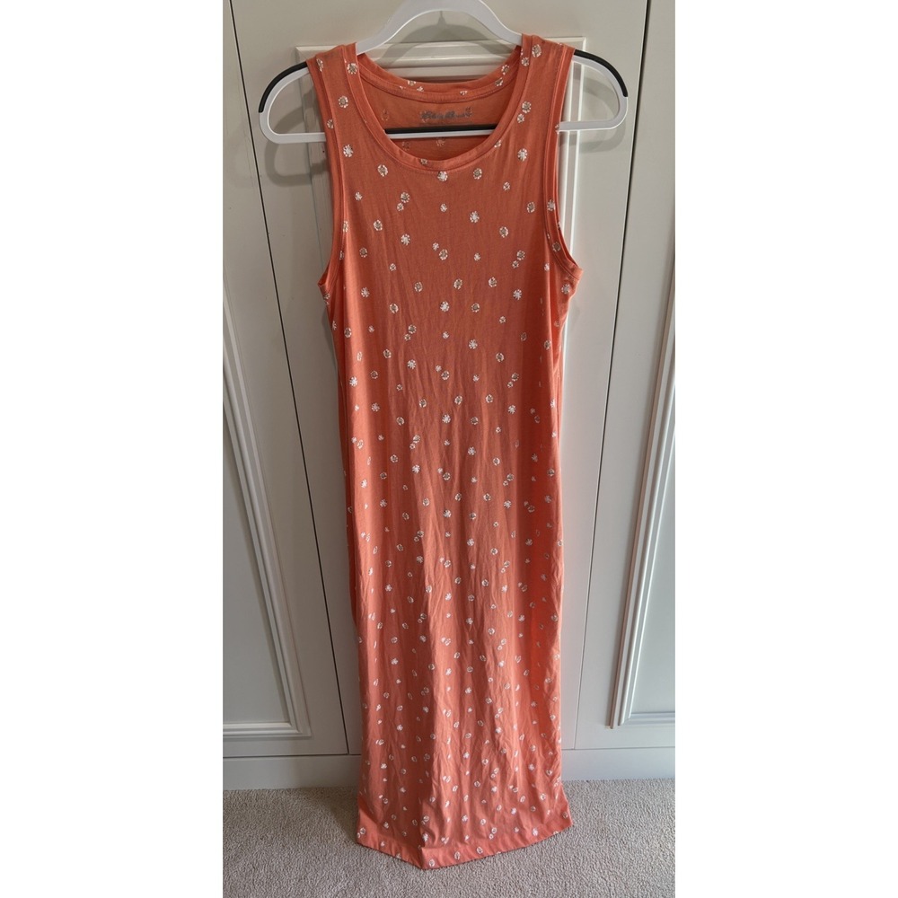 Eddie‎ Bauer Orange Floral Print Tank Maxi Dress Vacation Casual Beach Spring